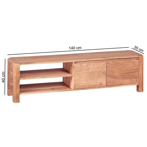 Rootz Lowboard kovapuu Acacia Chest 140cm TV-levyn säilytyslokerot maalaistyylinen kaappi 40cm TV-kaappi