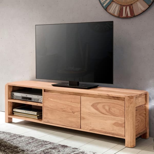 Rootz Lowboard kovapuu Acacia Chest 140cm TV-levyn säilytyslokerot maalaistyylinen kaappi 40cm TV-kaappi