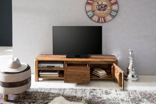 Rootz Lowboard hårdttræ sheesham kiste 140 cm TV-bræt opbevaringsrum i landlig stil skab 40 cm tv-skab
