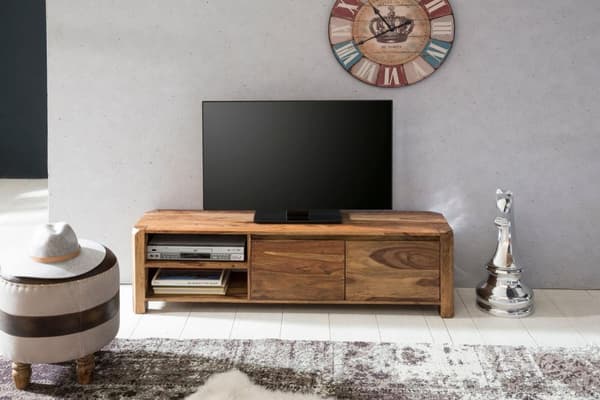 Rootz Lowboard hårdttræ sheesham kiste 140 cm TV-bræt opbevaringsrum i landlig stil skab 40 cm tv-skab