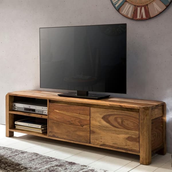 Rootz Lowboard hårdttræ sheesham kiste 140 cm TV-bræt opbevaringsrum i landlig stil skab 40 cm tv-skab