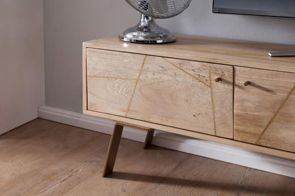 Rootz HiFi Lowboard Mango Solid Wood Country TV Kommode 145x47x35cm - Tv-skab Underskab med 2 døre - Tv-bord opbevaringsrum - Tv-kommode Tv-møbel - Tv