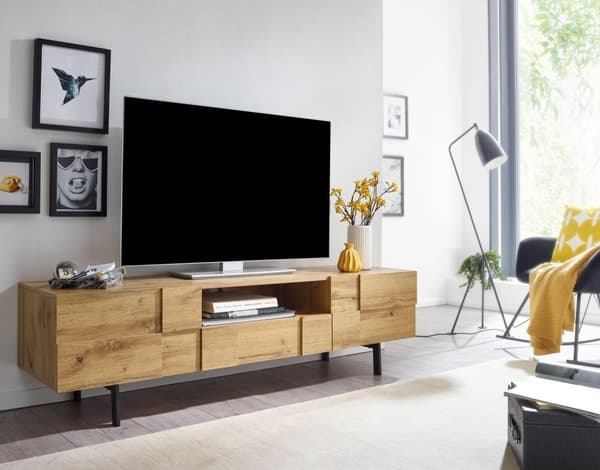 Rootz lowboard puinen tammi sisustus 160x46x43 cm TV lipasto kahdella ovella - Design TV kaappi korkea - TV taso TV kaappi moderni - TV lipasto olohuo