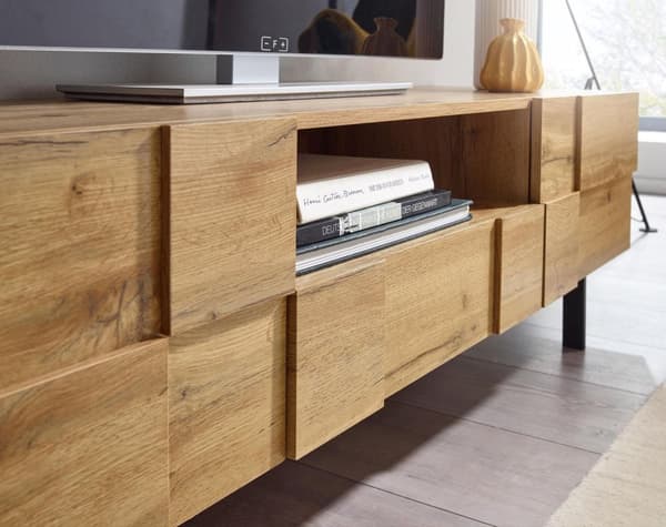 Rootz lowboard puinen tammi sisustus 160x46x43 cm TV lipasto kahdella ovella - Design TV kaappi korkea - TV taso TV kaappi moderni - TV lipasto olohuo
