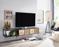 Miniatyrbillede 5 af 7: Rootz lowboard hængende mango massivt træ - metal 150x25x35 cm TV skab sort - Design TV stativ moderne - TV skab væg - TV kommode TV kommode til ophæn