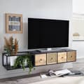 Miniatyrbillede 6 af 7: Rootz lowboard hængende mango massivt træ - metal 150x25x35 cm TV skab sort - Design TV stativ moderne - TV skab væg - TV kommode TV kommode til ophæn