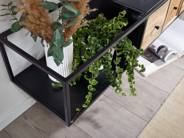 Rootz lowboard hængende mango massivt træ - metal 150x25x35 cm TV skab sort - Design TV stativ moderne - TV skab væg - TV kommode TV kommode til ophæn