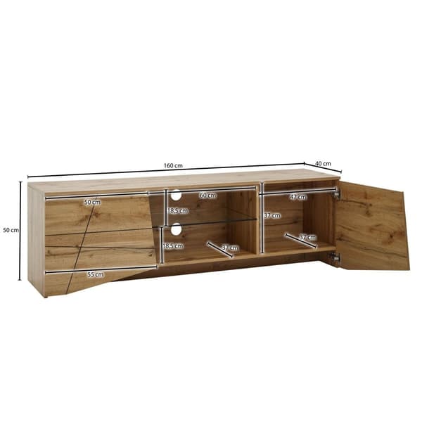 Rootz lowboard træ eg indretning 160x50x40 cm TV kommode med to døre - Design TV skab høj - TV stativ TV skab moderne - TV kommode stue