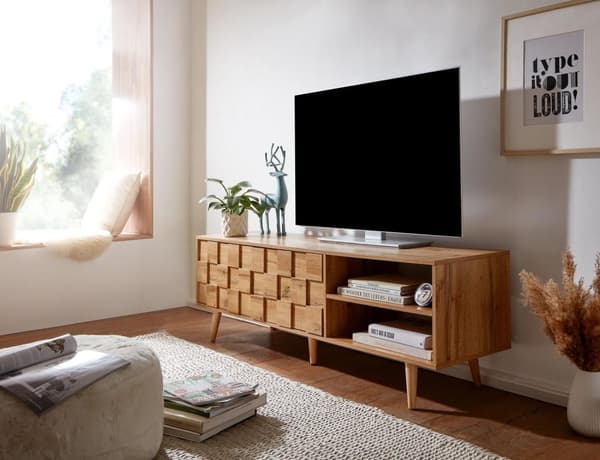 Rootz lowboard trä ek dekor 160x51x40 cm TV-byrå med två dörrar - Design TV-skåp hög - TV-bänk TV-skåp modern - TV-byrå vardagsrum