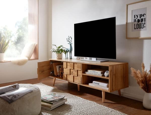 Rootz lowboard trä ek dekor 160x51x40 cm TV-byrå med två dörrar - Design TV-skåp hög - TV-bänk TV-skåp modern - TV-byrå vardagsrum