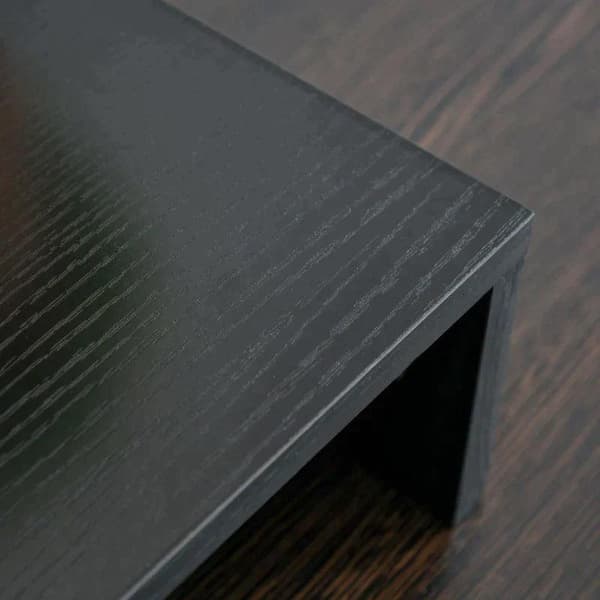 Rootz Monitor Stativ - 3 hyllor - Längd Vinkel Justerbar - Dubbelskärm Stativ - Trähylla - Bildskärmshållare för dator - Svart - 80-117 x 23,5 x 10 cm