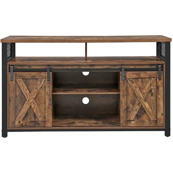 Rootz TV-möbler - TV-skåp - 2 skjutdörrar - Upp till 60 tum - 135 x 40 x 76 cm - Justerbara hyllor - Industriell - Brun - Svart