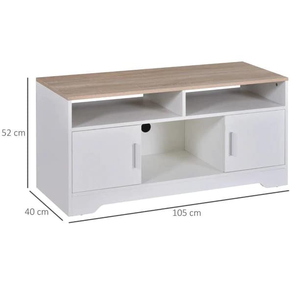 Rootz TV-penkki - TV-taso - Moderni muotoilu - 3 hyllyä ja 2 kaappia - Natural - 105 cm x 40 cm x 52 cm