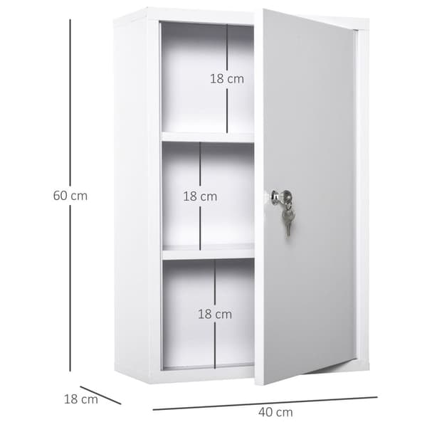 Rootz Medicijnkastje - Wit - Staal - 15,74 cm x 7,08 cm x 23,62 cm