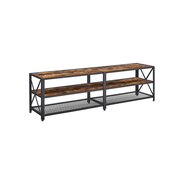 Rootz TV-taso - TV-hylly - 3-tasoinen TV-hylly - TV-kaappi - TV-pöytä - Vintage Ruskea-Musta - 178 x 39 x 52 cm