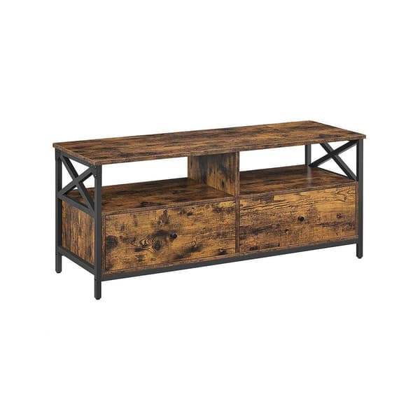Rootz TV Stand - Mediekonsol - Moderne TV Stand - Hjørne TV Stand - TV Bord - Spånplade/Stål - Vintage Brun-Sort - 120 x 40 x 50 cm
