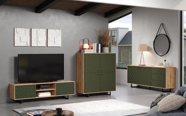 Rootz 2-Door Set - Door Pair - Cabinet Panels - Front Facade - Entryway Duo - Furniture Faceplates - Wardrobe Doors - Dark Green - 60x36x2cm