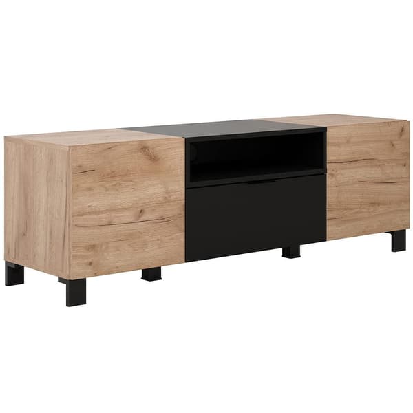Rootz TV-Lowboard - Elegant Entertainment Stand - Media Console in Tobacco - Kraft Oak/Black - 144x47x40 cm