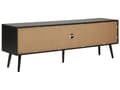 Miniatyrbillede 6 af 9: TV-bord Sort træmanufaktur med rattan fronter Kurvefletning Sorte gummitræsben 2 skabe Åbne hylder Skænk i boho-stil Stue