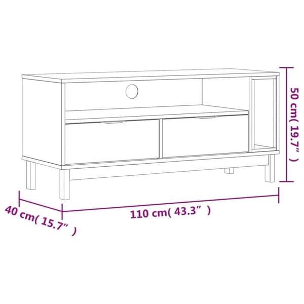 vidaXL TV-benk FLAM 110x40x50 cm heltre furu