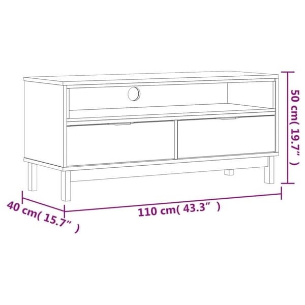 vidaXL TV-benk FLAM 110x40x50 cm heltre furu