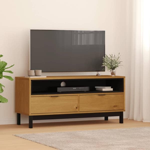 vidaXL TV-benk FLAM 110x40x50 cm heltre furu