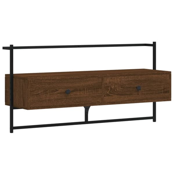 vidaXL væghængt tv-bord 100,5x30x51 cm konstrueret træ brunt egetræ