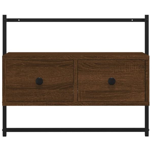 vidaXL væghængt tv-bord 60,5x30x51 cm konstrueret træ brunt egetræ