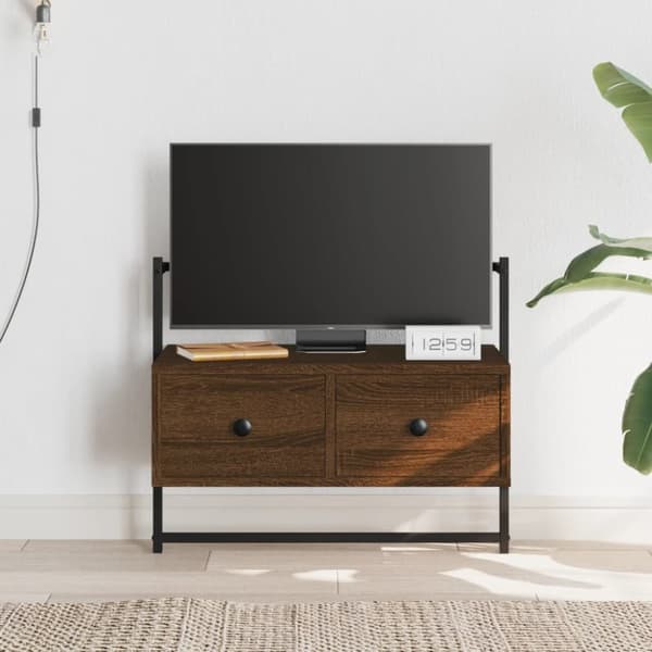 vidaXL væghængt tv-bord 60,5x30x51 cm konstrueret træ brunt egetræ