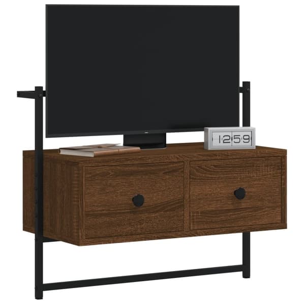 vidaXL væghængt tv-bord 60,5x30x51 cm konstrueret træ brunt egetræ