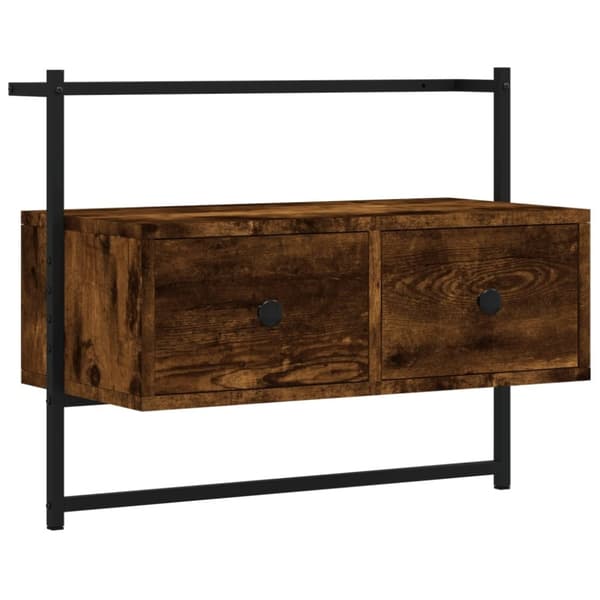 vidaXL Väggmonterad tv-bänk rökfärgad ek 60,5x30x51 cm konstruerat trä