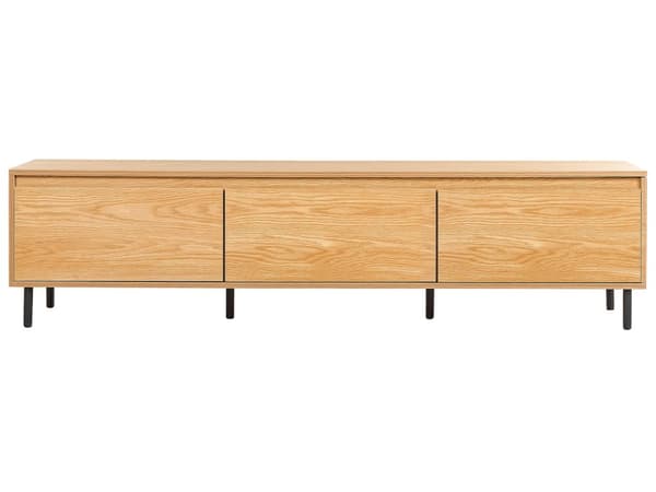 TV-benk Lyst tre Svarte metallben 180 x 40 x 43 cm 3 dører Moderne Minimalistisk Stue Oppbevaring