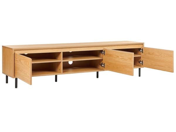 TV-benk Lyst tre Svarte metallben 180 x 40 x 43 cm 3 dører Moderne Minimalistisk Stue Oppbevaring