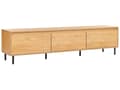 Miniatyrbilde 1 av 9: TV-benk Lyst tre Svarte metallben 180 x 40 x 43 cm 3 dører Moderne Minimalistisk Stue Oppbevaring