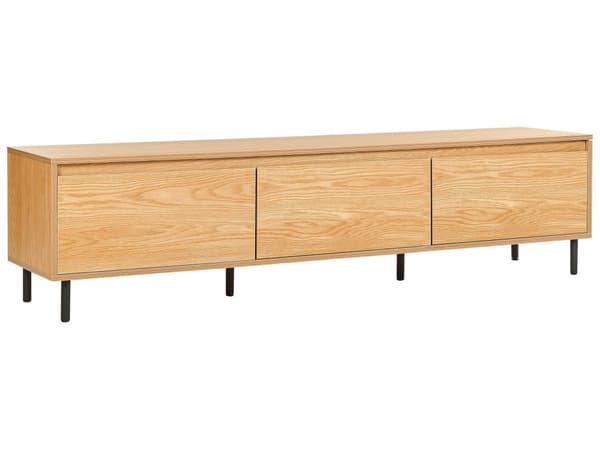 TV-benk Lyst tre Svarte metallben 180 x 40 x 43 cm 3 dører Moderne Minimalistisk Stue Oppbevaring
