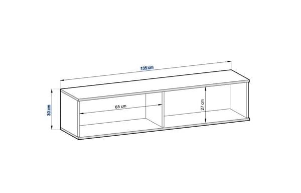 Stilfuldt tv-skab - Moderne design med Push-to-Open-funktion. Længde: 135 cm, højde: 30 cm, dybde: 32 cm. med lameller