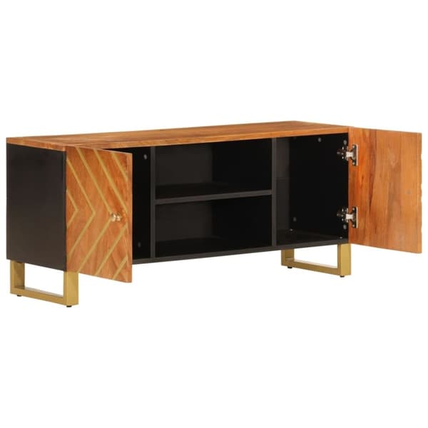 vidaXL tv-bord 105x33,5x46 cm massivt mangotræ brun og sort