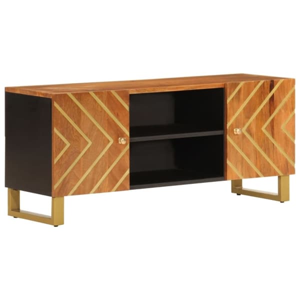 vidaXL tv-bord 105x33,5x46 cm massivt mangotræ brun og sort