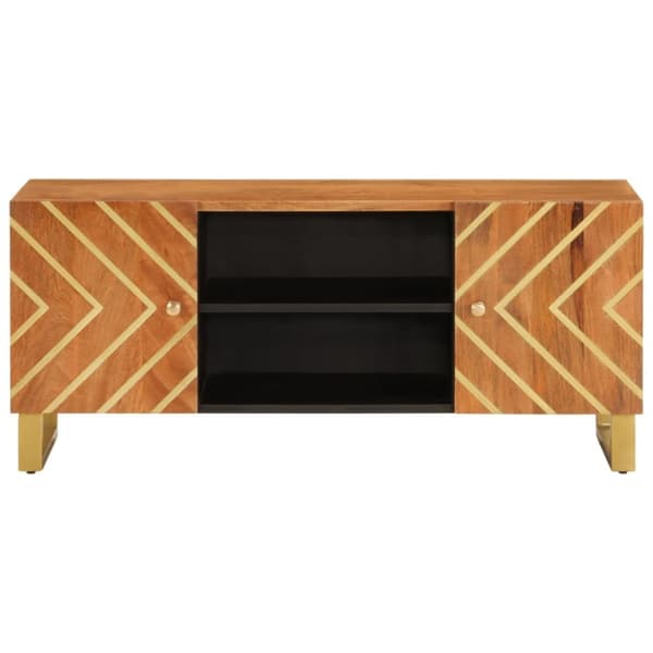 vidaXL Tv-bänk brun och svart 105x33,5x46 cm massivt mangoträ