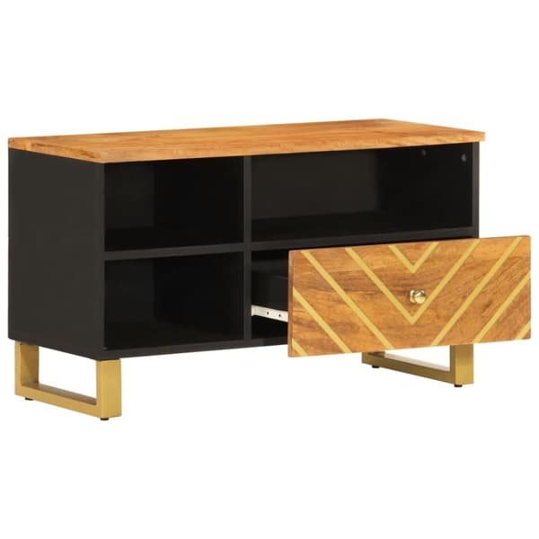 vidaXL TV-benk brun og svart 80x33,5x46 cm heltre mango