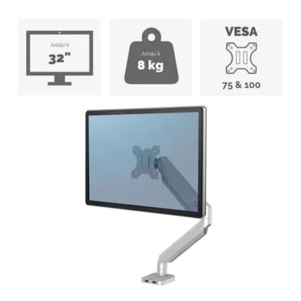 Skärmställ - FELLOWES - Platinum Series - Enkelt - Grå - Ergonomisk