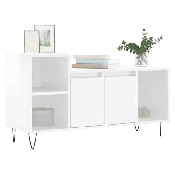 vidaXL TV-benk høyglans hvit 100x35x55 cm konstruert tre