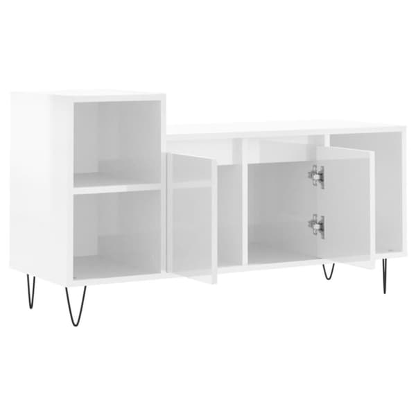 vidaXL TV-benk høyglans hvit 100x35x55 cm konstruert tre