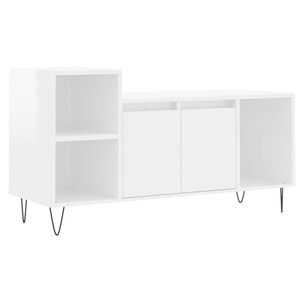 vidaXL TV-benk høyglans hvit 100x35x55 cm konstruert tre
