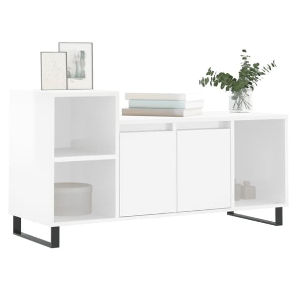 vidaXL tv-bord 100x35x55 cm konstrueret træ hvid højglans