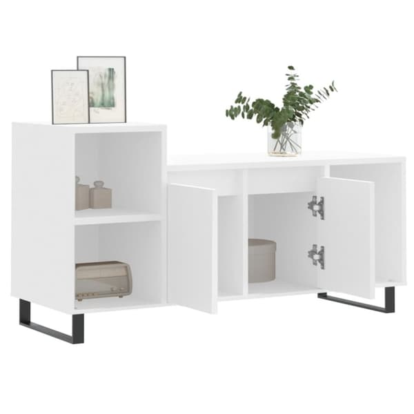 vidaXL TV-benk hvit 100x35x55 cm konstruert tre