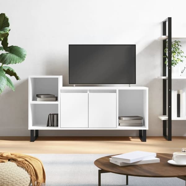 vidaXL TV-benk hvit 100x35x55 cm konstruert tre