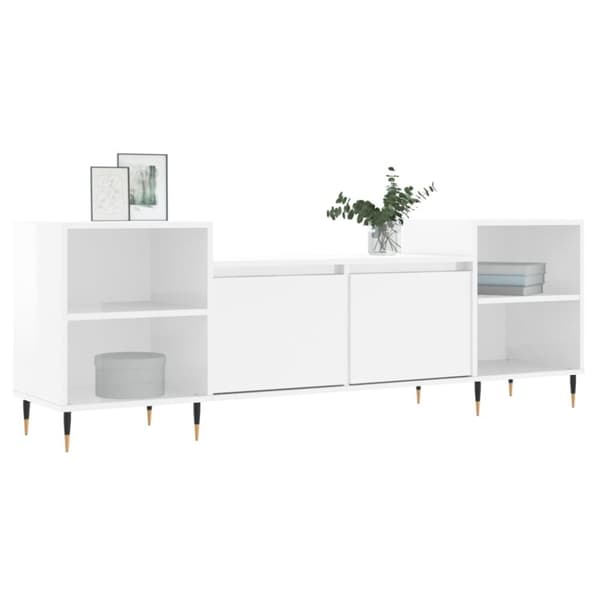 vidaXL tv-bord 160x35x55 cm konstrueret træ hvid højglans