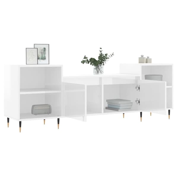 vidaXL tv-bord 160x35x55 cm konstrueret træ hvid højglans