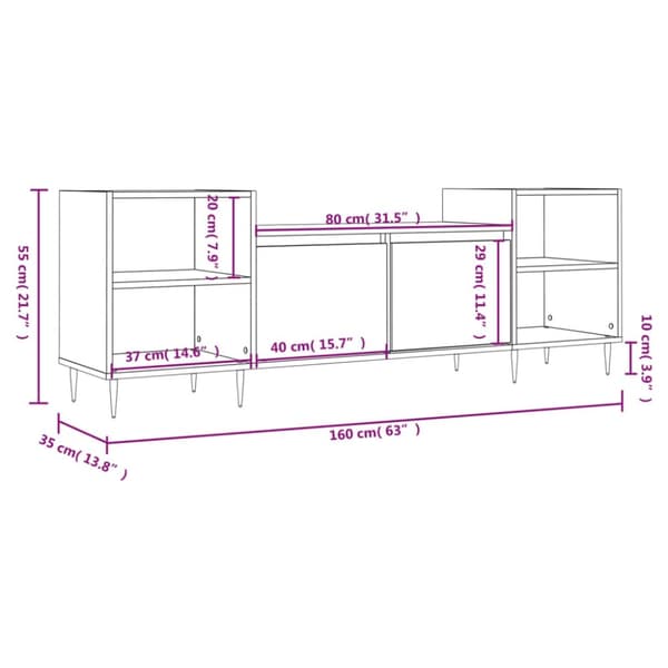 vidaXL tv-bord 160x35x55 cm konstrueret træ hvid højglans